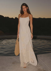 Fabienne Spliced Cotton Maxi Dress - Ivory